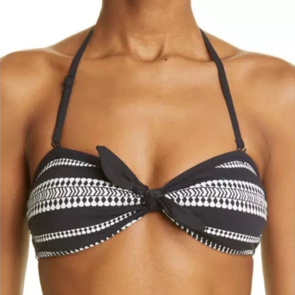 Lemlem Luchia Bandeau Bikini Top in Black Size L